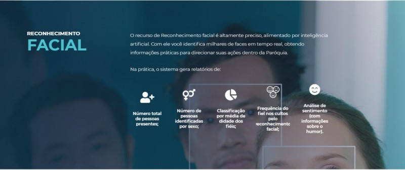 Site da Igreja Mobile apresenta utilidades do serviço de reconhecimento facial.